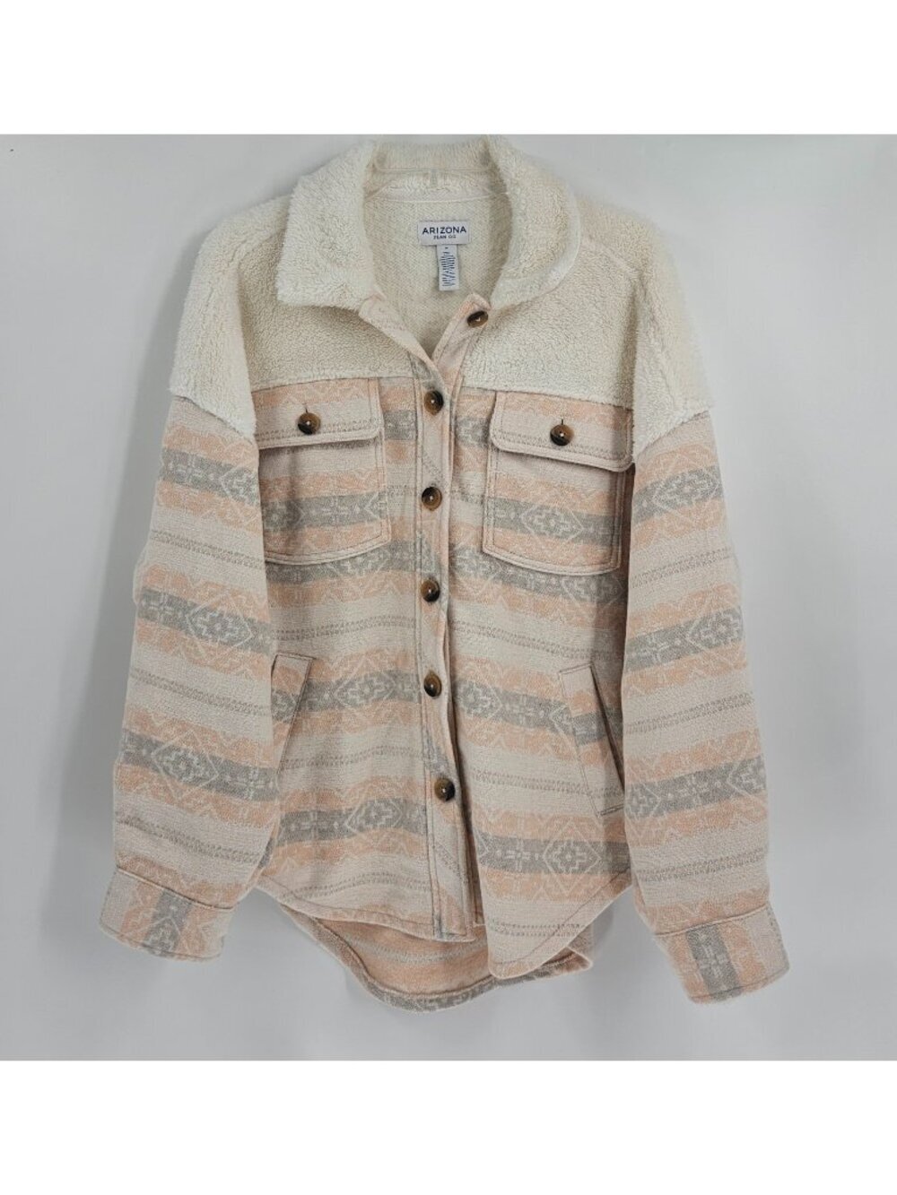 Arizona Jean Co Sherpa Shacket Jacket Women's M Oversized Aztec Southwestern